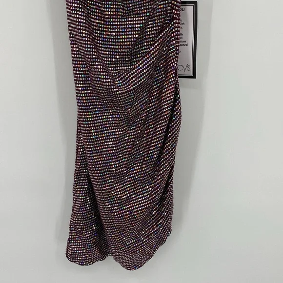 City Studio Slim Red Juniors' Sparkle Cowl-Back Bodycon Dress Size Medium - Picture 4 of 10